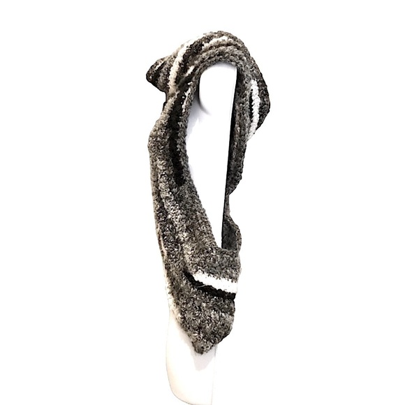 *NEW CHUNKY COWL, HIGHLAND WRAP, HUNTRESS SASH, GRAY/BLACK/WHITE - Picture 5 of 8